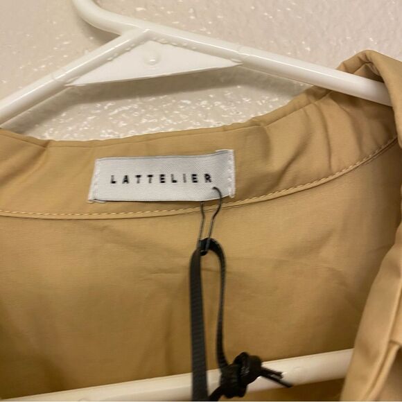 Lattelier Tailored shirt dress oversize tan button utility
lagenlook cotton L - Picture 9 of 13